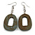 Antique Grey Painted Wood O-Shape Drop Earrings - 55mm L - view 2
