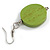 Lime Green Painted Wood Coin Drop Earrings - 55mm L - view 4