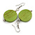 Lime Green Painted Wood Coin Drop Earrings - 55mm L - view 5