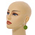 Lime Green Painted Wood Coin Drop Earrings - 55mm L - view 3