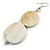 Long White Washed Double Round Wood Bead Drop Earrings - 8cm L - view 4