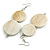 Long White Washed Double Round Wood Bead Drop Earrings - 8cm L - view 5