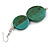 Long Antique Teal Painted Double Round Wood Bead Drop Earrings - 8cm L - view 4