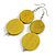 Long Antique Yellow Painted Double Round Wood Bead Drop Earrings - 8cm L - view 2