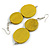 Long Antique Yellow Painted Double Round Wood Bead Drop Earrings - 8cm L - view 5