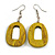 Antique Yellow Painted Wood O-Shape Drop Earrings - 55mm L - view 2