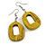 Antique Yellow Painted Wood O-Shape Drop Earrings - 55mm L