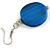 Blue Painted Wood Coin Drop Earrings - 55mm L - view 4