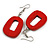 Red Painted Wood O-Shape Drop Earrings - 55mm L - view 5