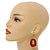 Red Painted Wood O-Shape Drop Earrings - 55mm L - view 3