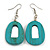 Teal Washed Wood O-Shape Drop Earrings - 55mm L - view 2