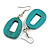 Teal Washed Wood O-Shape Drop Earrings - 55mm L - view 5