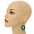 Teal Washed Wood O-Shape Drop Earrings - 55mm L - view 3