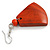 Antique Orange Painted Wood Fan Shape Drop Earrings - 55mm L - view 4