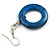 Donut Shape Blue Painted Wood Drop Earrings - 55mm Long - view 4