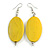 Yellow Painted Wood Oval Drop Earrings - 70mm L - view 2