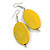 Yellow Painted Wood Oval Drop Earrings - 70mm L - view 5