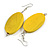Yellow Painted Wood Oval Drop Earrings - 70mm L - view 6