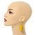 Yellow Painted Wood Oval Drop Earrings - 70mm L - view 3