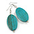 Antique Turquoise Wood Oval Drop Earrings - 70mm L - view 4