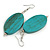 Antique Turquoise Wood Oval Drop Earrings - 70mm L - view 6