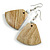 Antique White Painted Wood Fan Shape Drop Earrings - 55mm L