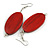 Maroon Red Painted Wood Oval Drop Earrings - 70mm L - view 5