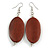 Brown Painted Wood Oval Drop Earrings - 70mm L