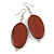 Brown Painted Wood Oval Drop Earrings - 70mm L - view 4