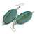 Teal Washed Wood Oval Drop Earrings - 70mm L - view 5