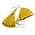 Antique Yellow Painted Wood Fan Shape Drop Earrings - 55mm L - view 5