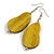 Lucky Beans Antique Yellow Painted Wooden Drop Earrings - 65mm Long - view 4