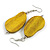 Lucky Beans Antique Yellow Painted Wooden Drop Earrings - 65mm Long - view 6