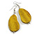 Lucky Beans Antique Yellow Painted Wooden Drop Earrings - 65mm Long - view 2