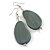 Lucky Beans Grey Painted Wooden Drop Earrings - 65mm Long - view 2