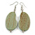 Lucky Beans Mint Washed Wooden Drop Earrings - 65mm Long - view 2