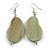 Lucky Beans Mint Washed Wooden Drop Earrings - 65mm Long - view 6