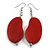 Lucky Beans Red Painted Wooden Drop Earrings - 65mm Long - view 4