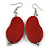 Lucky Beans Red Painted Wooden Drop Earrings - 65mm Long - view 6