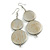 Long Metallic Silver Painted Double Round Wood Bead Drop Earrings - 8cm L - view 4