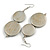 Long Metallic Silver Painted Double Round Wood Bead Drop Earrings - 8cm L - view 6