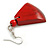 Red Painted Wood Fan Shape Drop Earrings - 55mm L - view 5