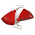 Red Painted Wood Fan Shape Drop Earrings - 55mm L - view 6