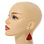 Red Painted Wood Fan Shape Drop Earrings - 55mm L - view 3
