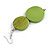 Long Lime Green Painted Double Round Wood Bead Drop Earrings - 8cm L - view 5