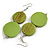 Long Lime Green Painted Double Round Wood Bead Drop Earrings - 8cm L - view 6
