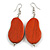 Lucky Beans Antique Orange Painted Wooden Drop Earrings - 65mm Long - view 5
