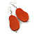 Lucky Beans Antique Orange Painted Wooden Drop Earrings - 65mm Long - view 6