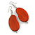 Lucky Beans Antique Orange Painted Wooden Drop Earrings - 65mm Long - view 7