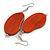 Lucky Beans Antique Orange Painted Wooden Drop Earrings - 65mm Long - view 2